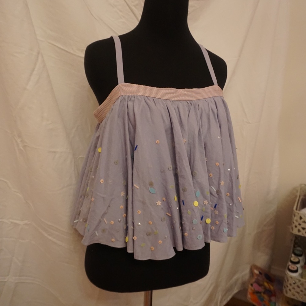 Anthropologie beaded cropped tank